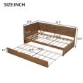 thumbnail image 2 of Harper & Bright Designs Twin Daybed Frame with Trundle, Farmhouse L Shape Corner Daybed Bed, Brown, 2 of 14
