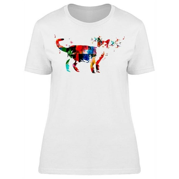 Colorful  Cat T-Shirt Women -Image by Shutterstock, Female x-Large