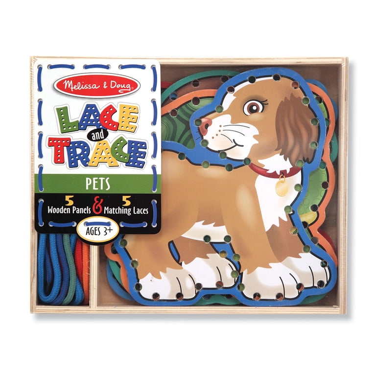 Melissa & Doug, Lace and Trace Activity Set, 5 Wooden Panels, Pets