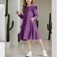 thumbnail image 5 of SERTG Kids Long Sleeve Casual Mesh Dress Spring Fall Fashion Skirt Princess Party Gown Elegant Performance for Children 3-9 Years(Wine,14 Years), 5 of 7