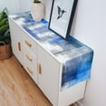 thumbnail image 5 of Table Runner Dresser Scarves 70 Inch Long, Blue Grey White Gradient Blocks Linen Dining Table Runners Abstract Graffiti Painting Tabletop Scarf for Wedding Holiday Party Kitchen, 5 of 7
