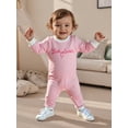 thumbnail image 5 of BemeyourBBs Newborn Baby Girls Little SisterOutfits Stripe Romper Letter Embroidery Long Sleeve Jumpsuit, 5 of 9