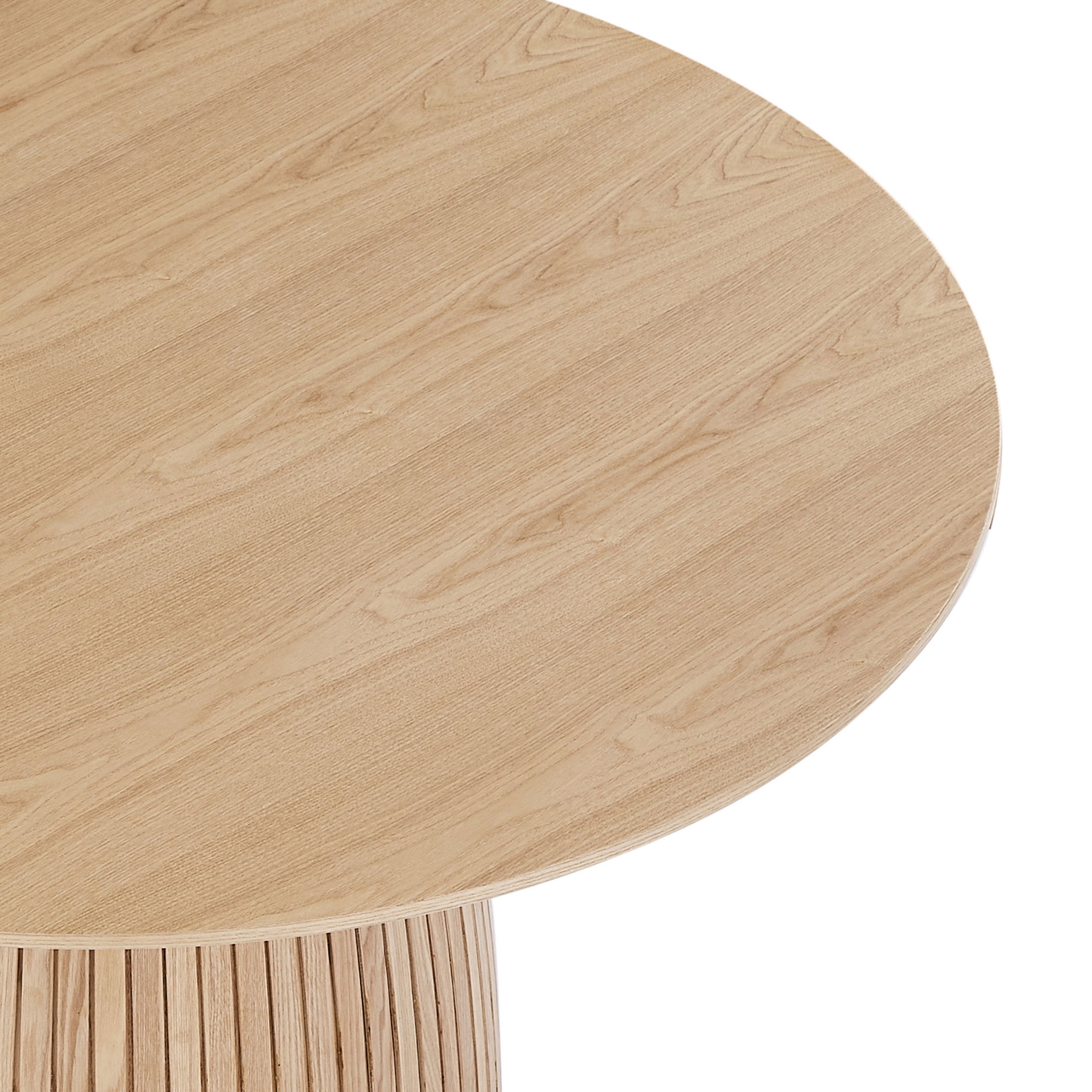 Noble House 47.24" Round Dining Table, MDF Wood T-Base Pedestal, Easy-Clean Modern Top, for Kitchen, Dining Room, Oak