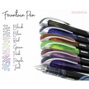 Zebra Fountain Pen, Fine Point, 0.6mm, Assorted Non-Toxic Ink Colors, 4-Pack