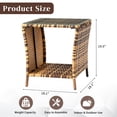 thumbnail image 4 of Tcbosik Patio Square Side Table, 2-Tier PE Wicker End Table with Tempered Glass Top and Sturdy Iron Frame, for Indoor/Outdoor Use, Living Room & Patio, 18.11"L x 18.11"W x 19.49"H, Yellow, 4 of 7