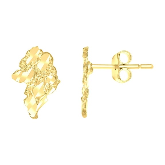 10k Yellow Gold Mens Nugget Stud Earrings Jewelry Gift for Men