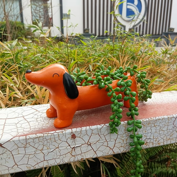 YardChic Dachshund Planter, Funny Dog Planter for Flowers Succulents Plants, Durable Planter Pot for Women Gift, Weenie Dog Gift For Women, Dachshund Gifts for Women, Garden Decor, 1 Pack