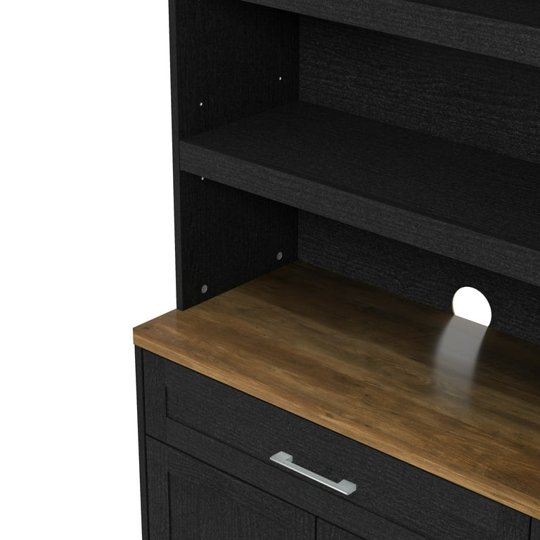 Lancaster Wood China Cabinet with 1 Drawer, Black Oak Lancaster Wood China Cabinet with 1 Drawer, Black Oak
