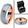 thumbnail image 4 of Tungsten Flash Thunder Lightning Bolt Band Ring 7mm Men Women Comfort Fit 18k Rose Gold Dome Brushed Gray Polished, 4 of 4