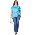 thumbnail image 4 of SOMER 2025 Women's Plus Size Top Flower Printed V Neck Short Sleeve Casual Plus Size Tops for Women, 4 of 7