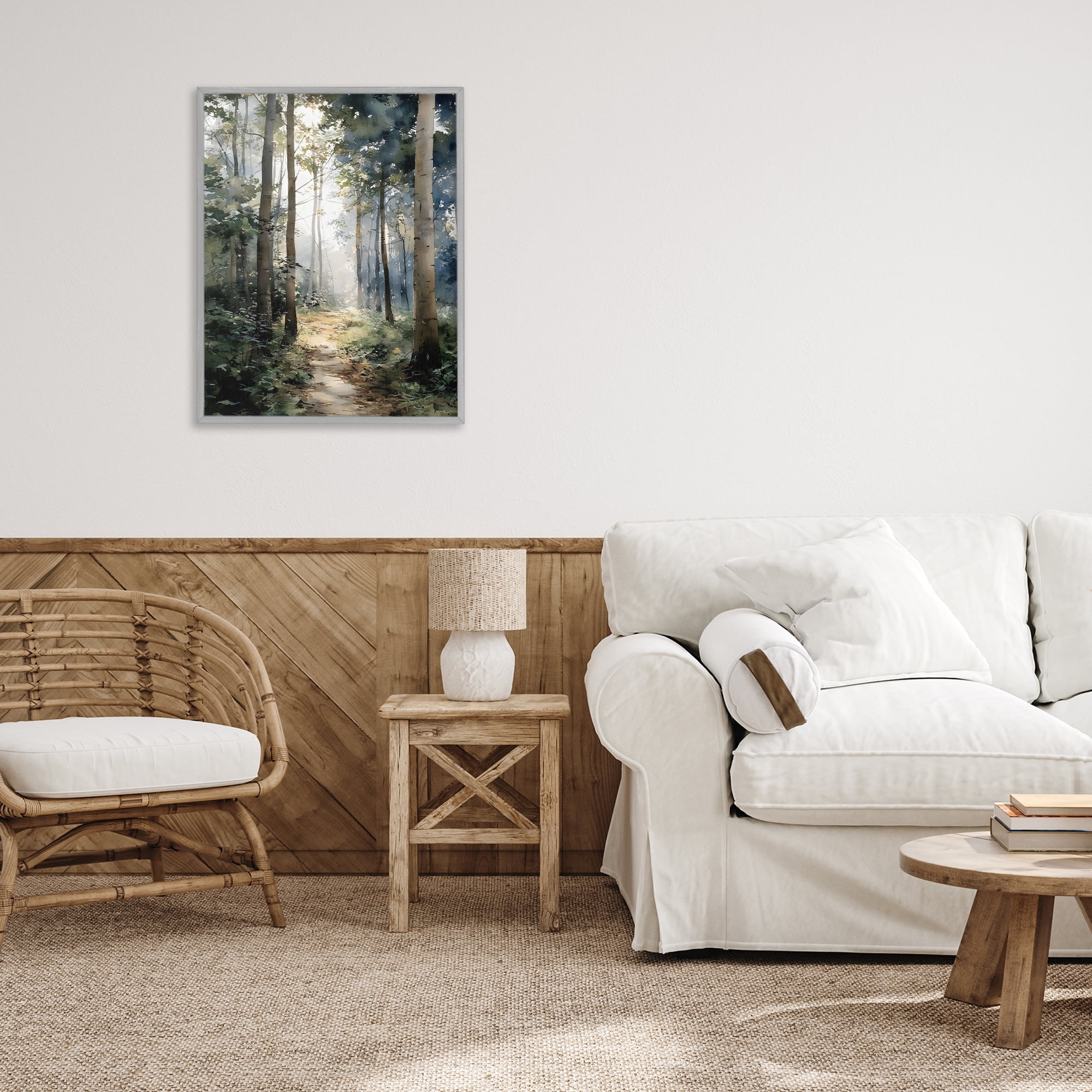 Stupell Industries Forest Path in Morning Gray Framed Giclee Art, design by Franklyn Gregory
