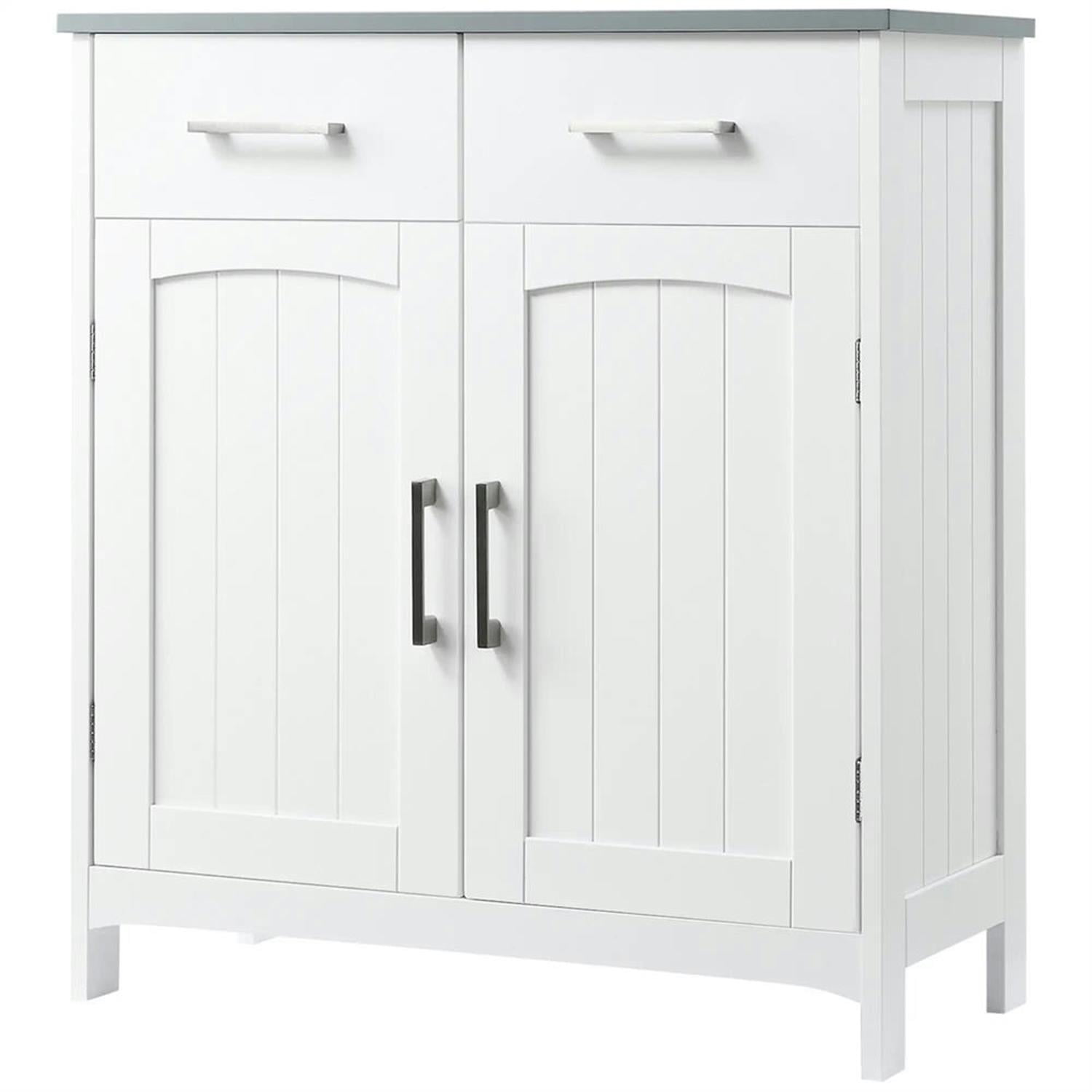 Demi Bonn 30" Bathroom Floor Cabinet, Freestanding Linen Storage Cabinet with Adjustable Shelf and Drawers, for Living room, Entryway, Kitchen, White