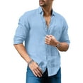 thumbnail image 2 of Sherrylily Men Button Up Shirts Long Sleeve Linen Beach Casual Cotton Tops, 2 of 5