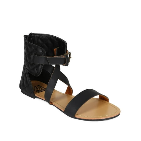 

Bumper CC43 Women Leatherette Open Toe Quilted Strappy Flat Sandal