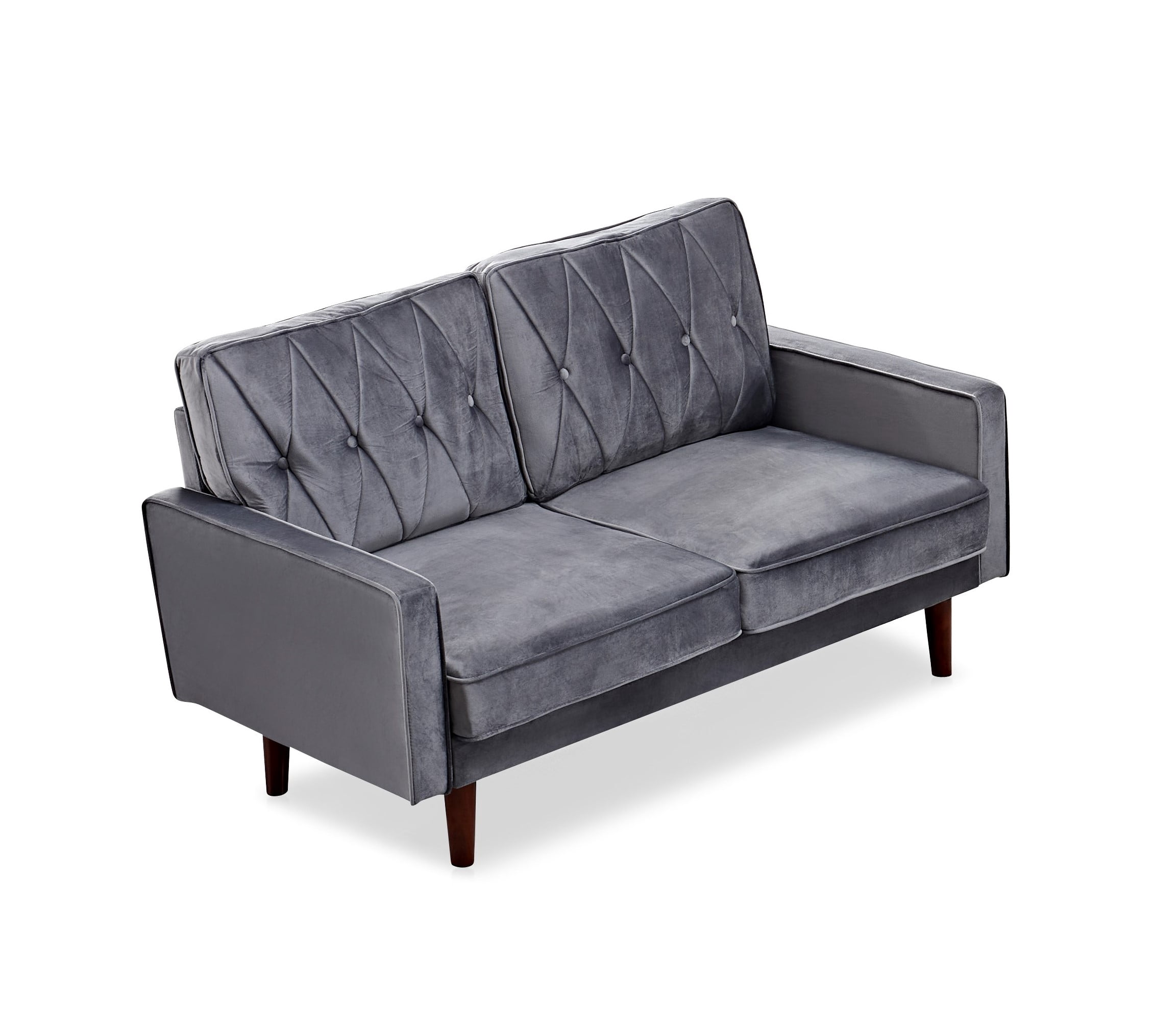 US Pride Furniture Tufted Cushion Back 57.5" Loveseat, Gray Velvet