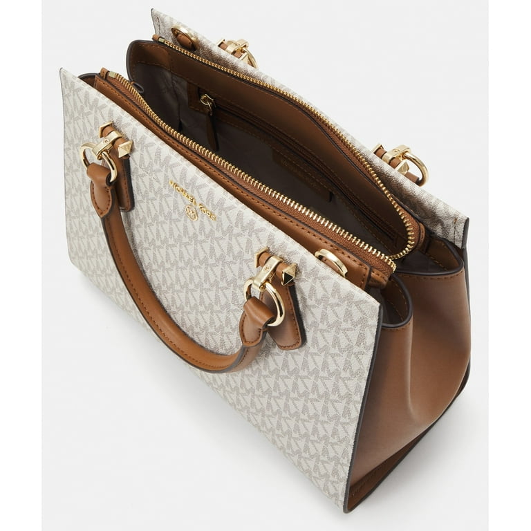 Michael Kors Marilyn Logo Medium Satchel Bag, Vanilla/Acorn