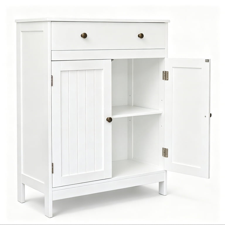 Zimtown MDF Bathroom Storage Cabinet with 2 Doors and 1 Drawer photo 1