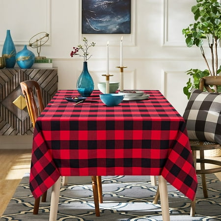 

Litake Square Farmhouse Table Cover 55 × 55 Inch Rustic Buffalo Plaid Wrinkle Free Tablecloth Washable Yarn Dyed Fabric Table Cloth for Holidays Parties Dinner Decoration