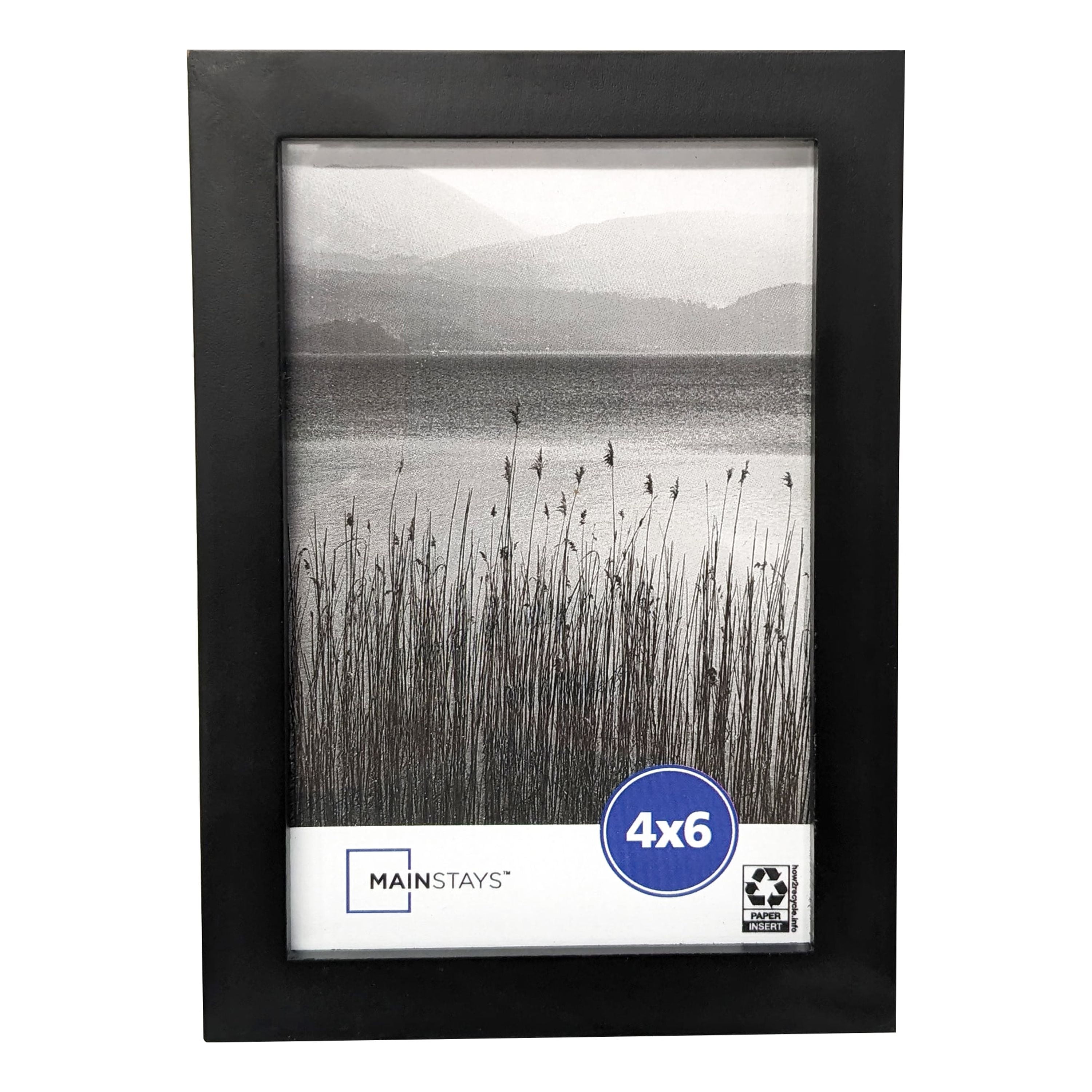 (4 pack) Mainstays 4 x 6 Black Picture Frame, Tabletop or Wall Display