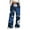 Blue, variant on COSFO High Elastic Waisted Fall Pants for Women 2024 Floral Casual Palazzo Blue Wide Leg Pants Loose Adjustable Width Drawstring Pants
