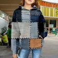 thumbnail image 2 of Mercatoo Girls Patchwork Hoodies Ribbed Cute Distressed Pullover Sweatshirts Teen Kids Long Sleeve Warm Casual Hoodie Clothes, 2 of 7