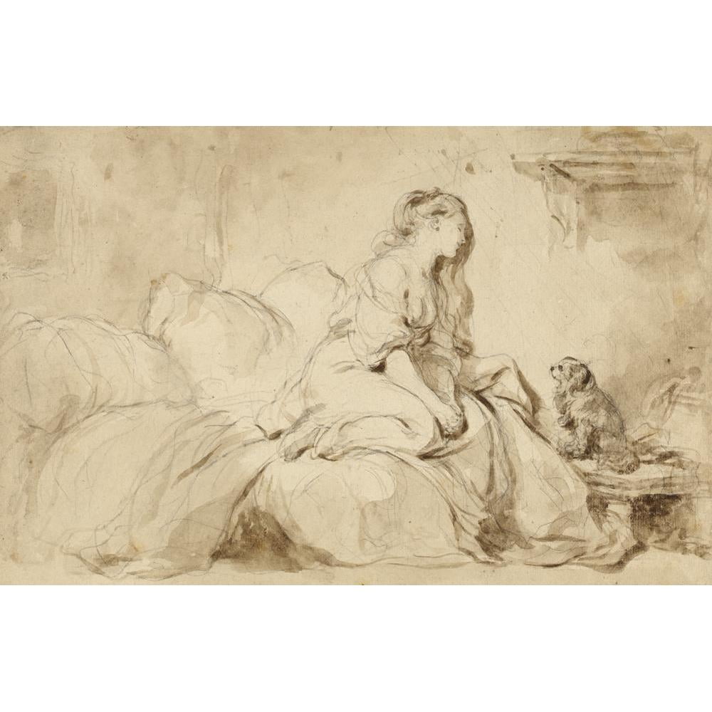 Jean-Honoré Fragonard 14x11 Black Modern Framed Museum Art Print Titled - Oh! if Only He Were as Faithful to Me (1770-1775)