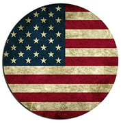BOSLIVE Gaming Mouse Pad USA Flag Retro American Flag Background Office Desktop Rubber Non-slip Round Mouse Mat 7.87"x7.87"