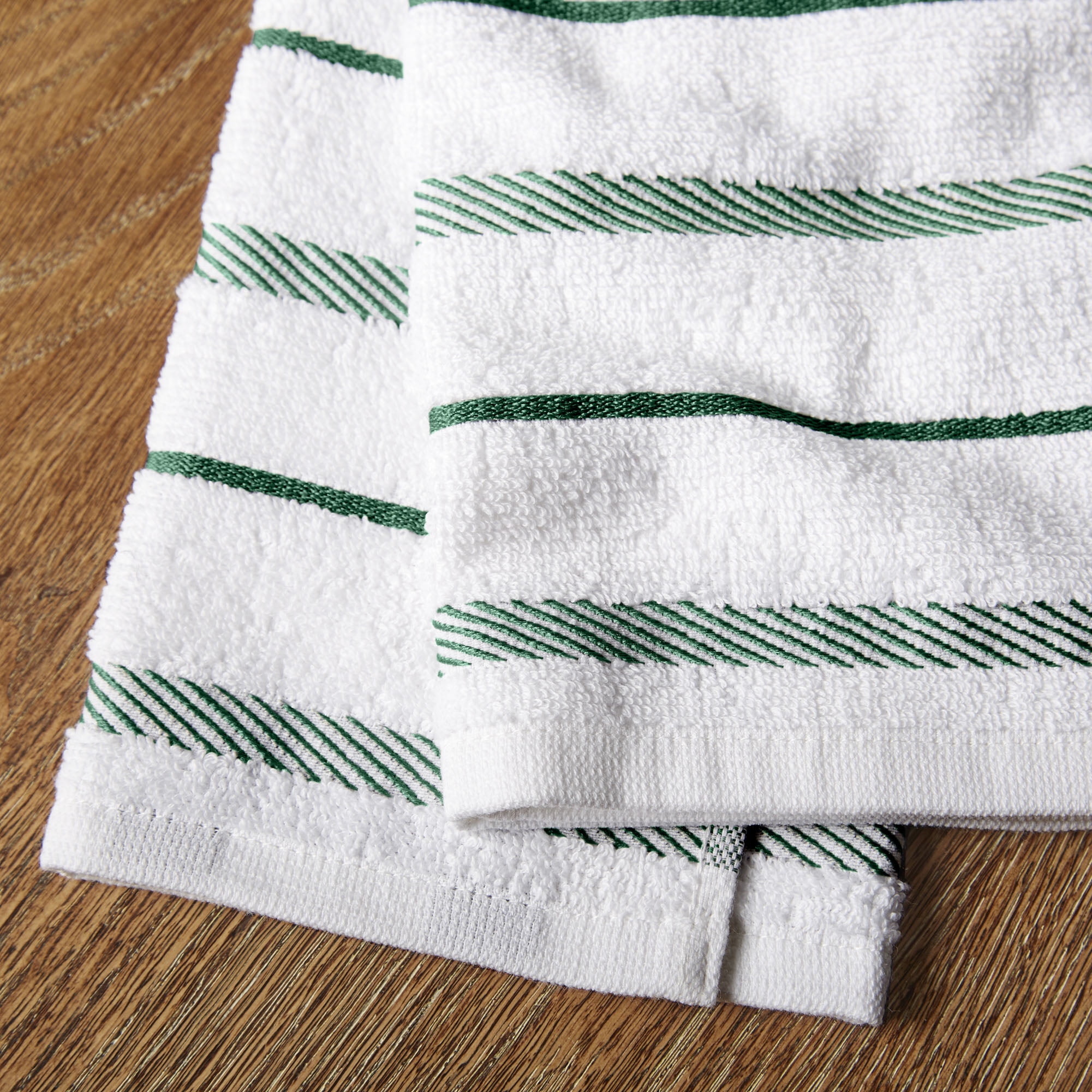 KitchenAid Albany Kitchen Towel 4-Pack Set, Pebbled Palm Green/White, 16"x26"