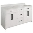 thumbnail image 2 of KBC Palisade 60" Double Bathroom Vanity w/ Engineered Marble Waterfall in White, 2 of 5