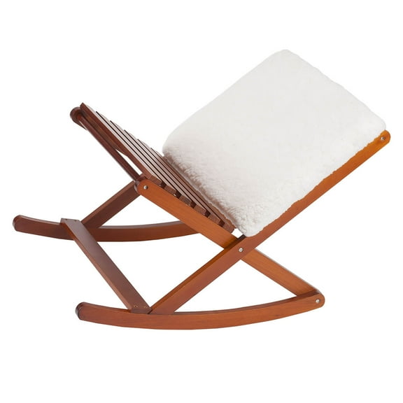 Deluxe Foldable Rocking Footrest, Adjustable Fold-Away Foot Stool with Sherpa Cushion