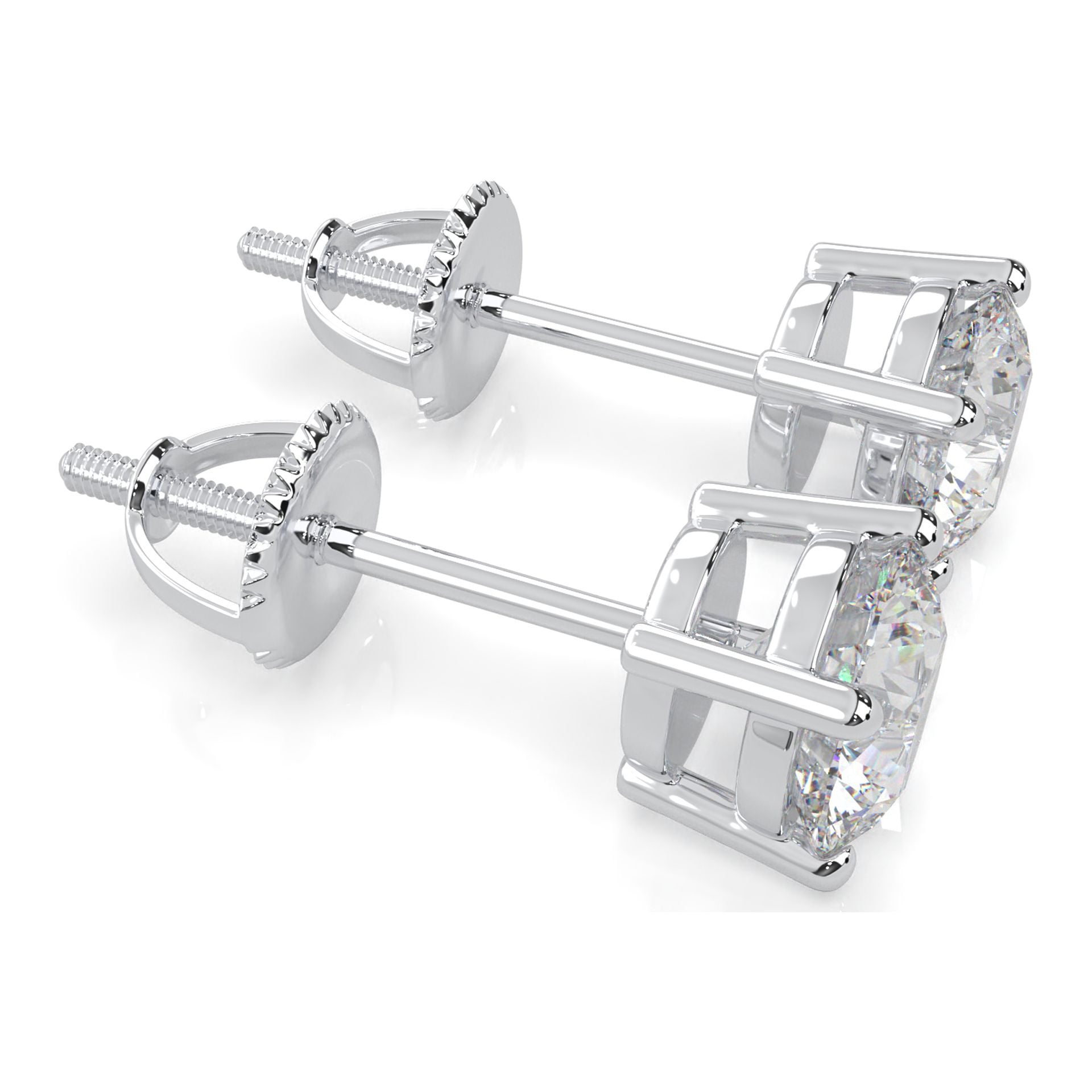 Moissanite Stud Earrings, 0.3ct-4.00ct DF Color Brilliant Round Cut Lab Created Diamond Earrings 18K White Gold Plated Silver Screw Backs for Women Men