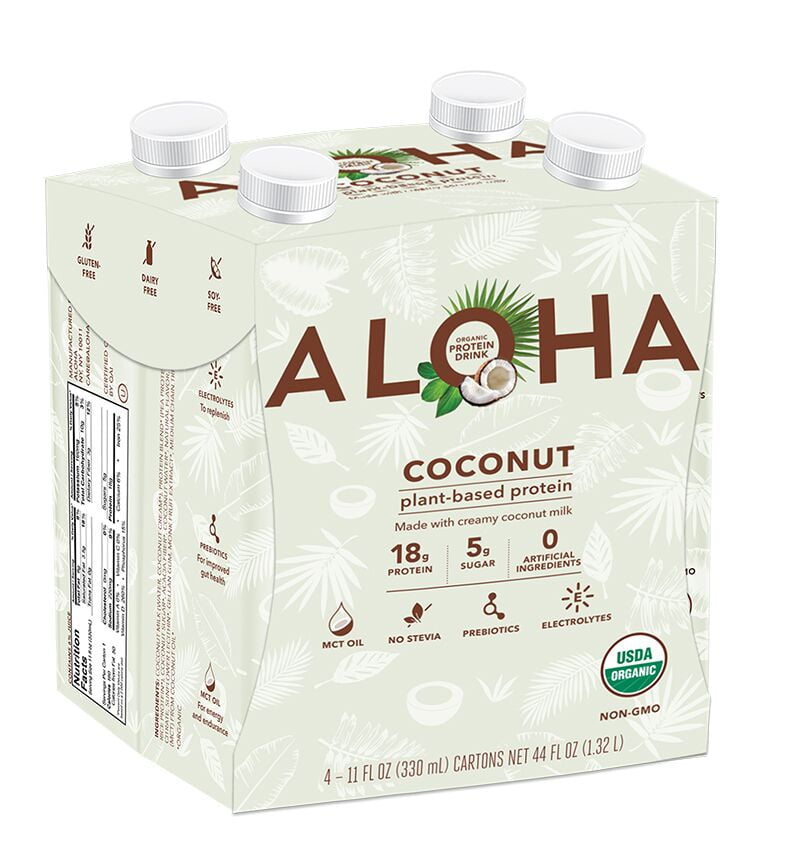 ALOHA Plant Based Protein Drink, Coconut, 18g Protein, 4