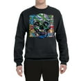 thumbnail image 2 of Wild Bobby, Colorful Abstract Skull Face Streetwear Unisex Crewneck Graphic Sweatshirt, Black, Small, 2 of 3