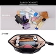 thumbnail image 4 of Bolsa de maquillaje Abiudeng de doble capa de cuero Travel Black, 4 of 7