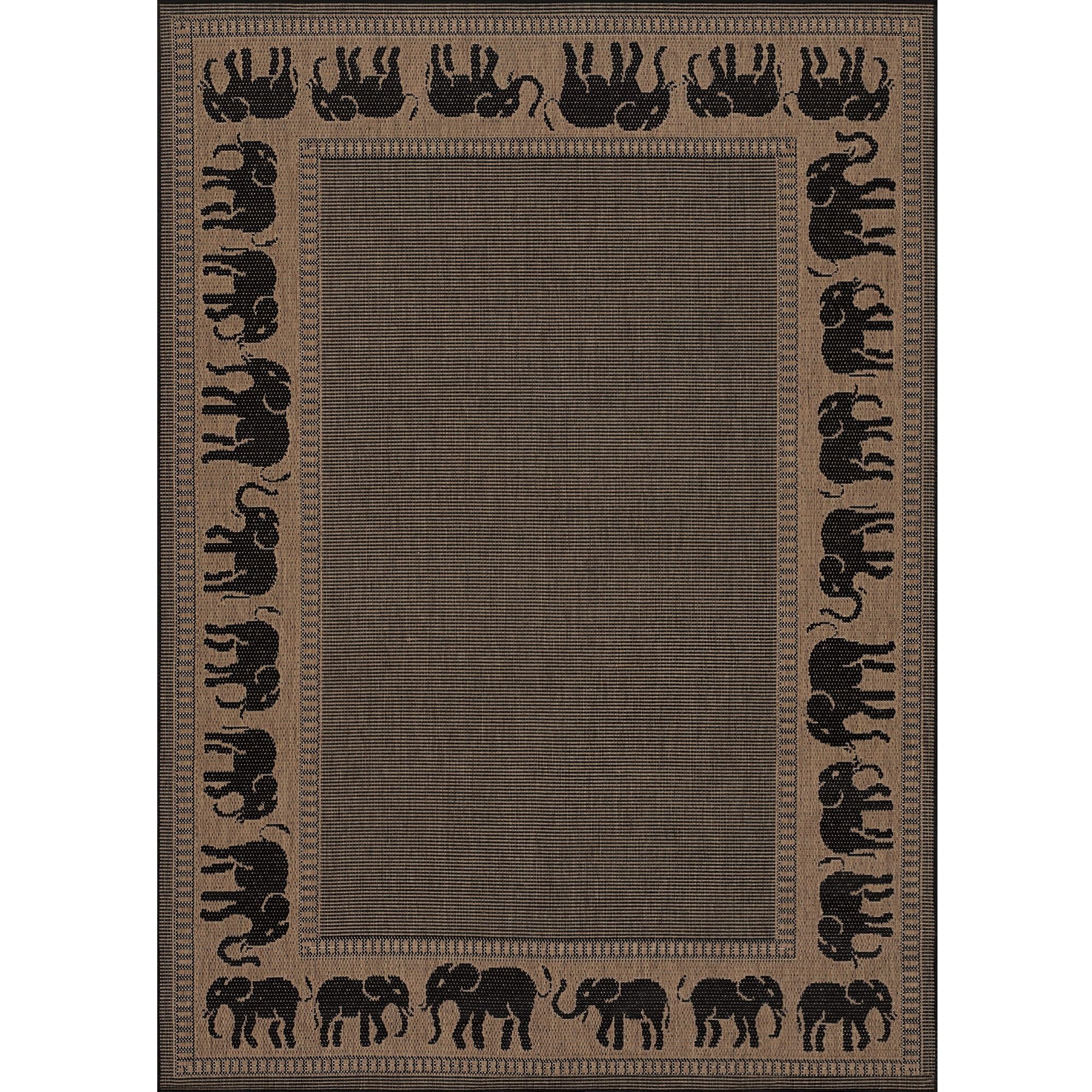 7.5' x 10.75' Brown and Black Rectangular Polypropylene Area Throw Rug