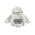thumbnail image 1 of Baby Girls Boys Spring Autumn Hooded Romper Long Sleeve Contrast Color Romper with One Pocket, 1 of 9