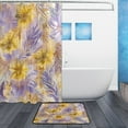 thumbnail image 2 of Bath Curtain & Non-Slip Bath Mat Set 12-Grommet Shower Curtain Memory Foam Bath Rug Yellow and Lavender Flowers, 2 of 8