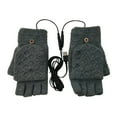 thumbnail image 2 of Miogawg USB Heated Gloves, Fingerless Gloves, Electric Hand Warming Gloves, Warm Wool Knitted Convertible Flip Top Mittens For Cold Weather, 2 of 6