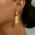 thumbnail image 2 of 1 Pair Elegant Vintage Brass Coin Flat Round Tassel Hoop Earrings Real 18K Gold Plated 1.97x0.51 Inch Gold, 2 of 4