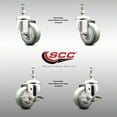 thumbnail image 2 of 3 Inch 316SS Gray Polyurethane Swivel 12mm Threaded Stem Caster Set 2 Brake, 2 of 2