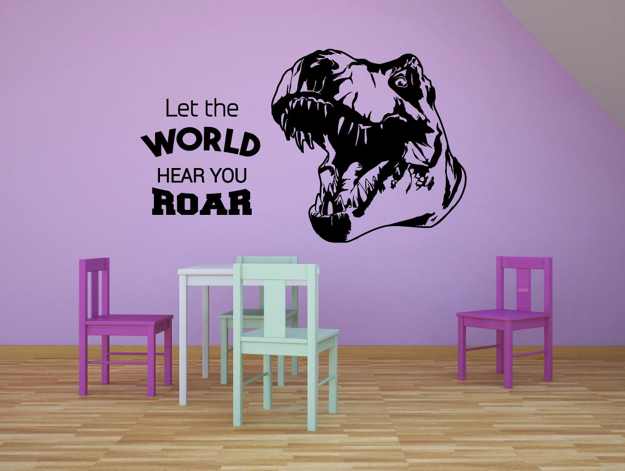 Dinosaur Quotes Dinosaurs Roar Dino Jurassic World Wall Sticker Art Decal for Girls Boys Kids Room Bedroom Nursery Kindergarten House Fun Home Decor Sticker Wall Art Vinyl Decoration Size (