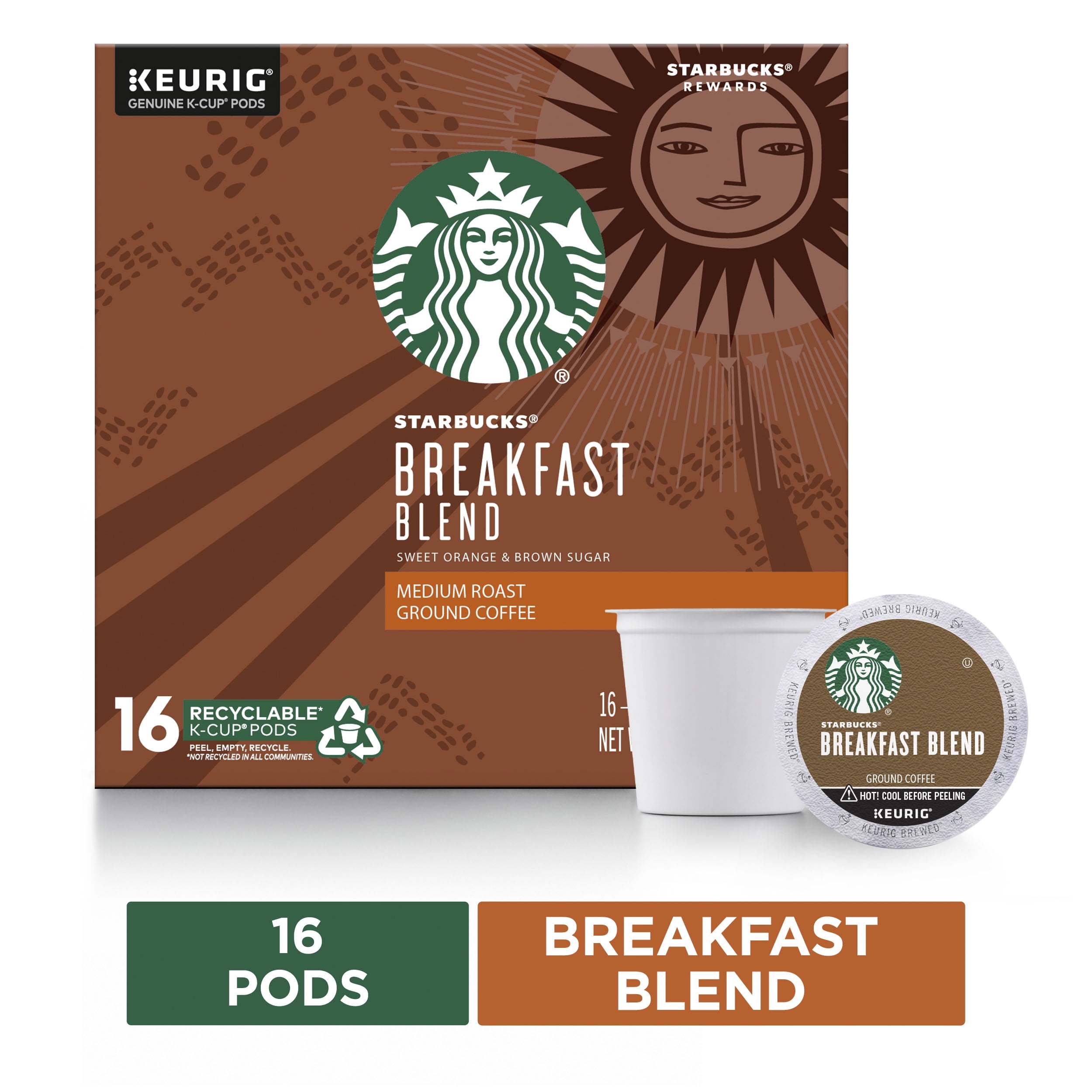 Starbucks Medium Roast KCup Coffee Pods — Breakfast Blend for Keurig