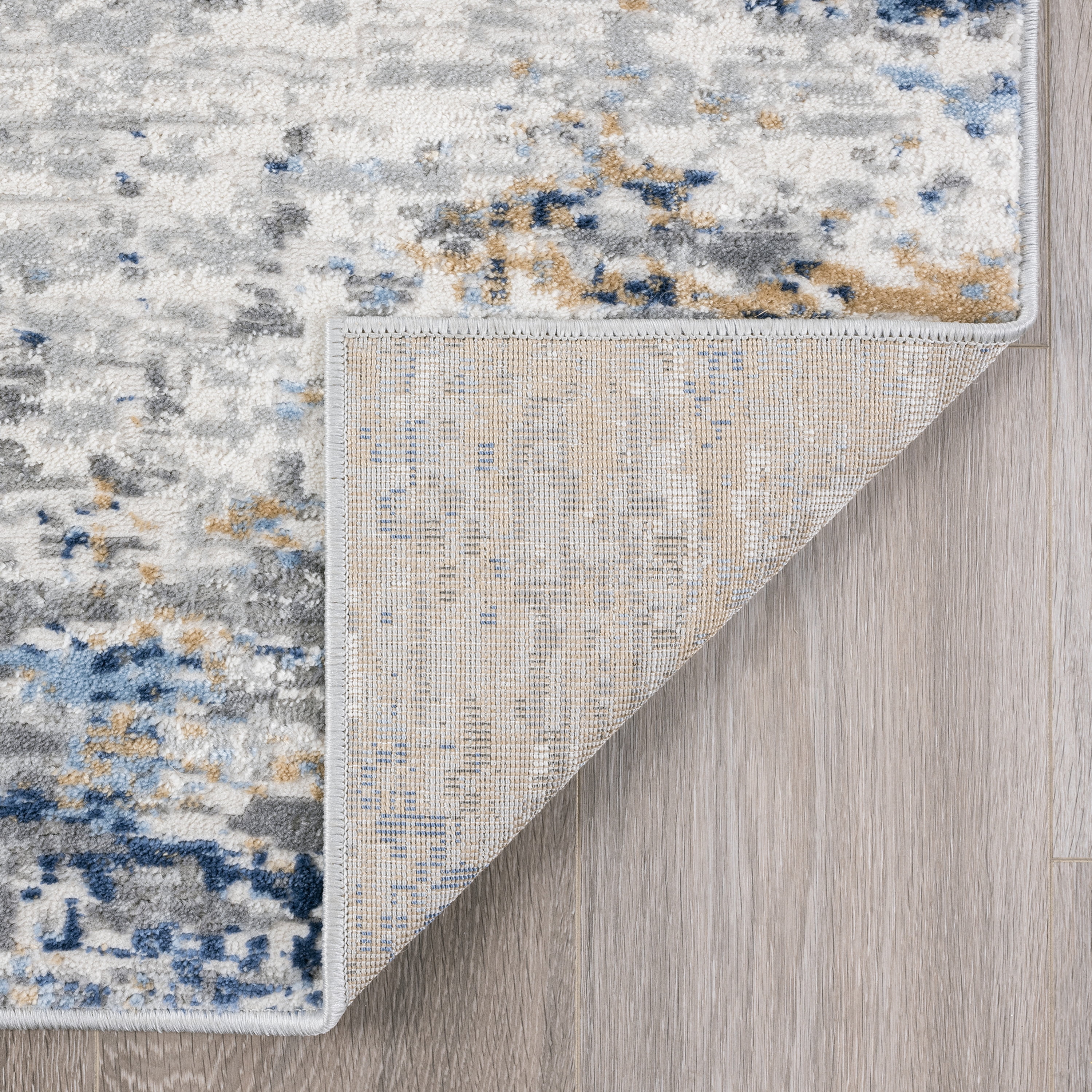 Yardley Distressed Contemporary Abstract Indigo, Gray Indoor Area Rug, 8' x 10'