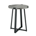 thumbnail image 6 of Woven Paths Rustic Wood and Metal Round End Table, Slate Grey, 6 of 6