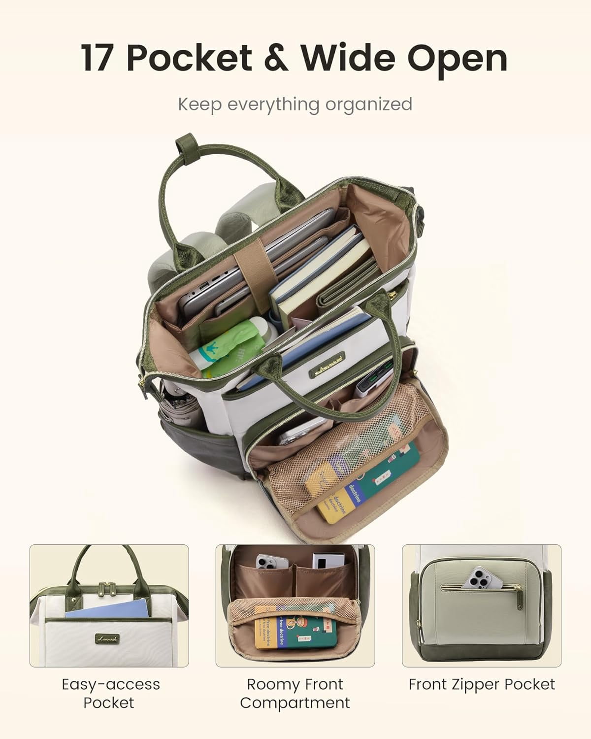 LOVEVOOK Laptop Backpack for Women with Giant Tumbler Holder,15.6 inch Professional Nurse Teacher Backpack Computer Laptop Bag,Cute Waterproof Travel Backpack Purse Work College Bag