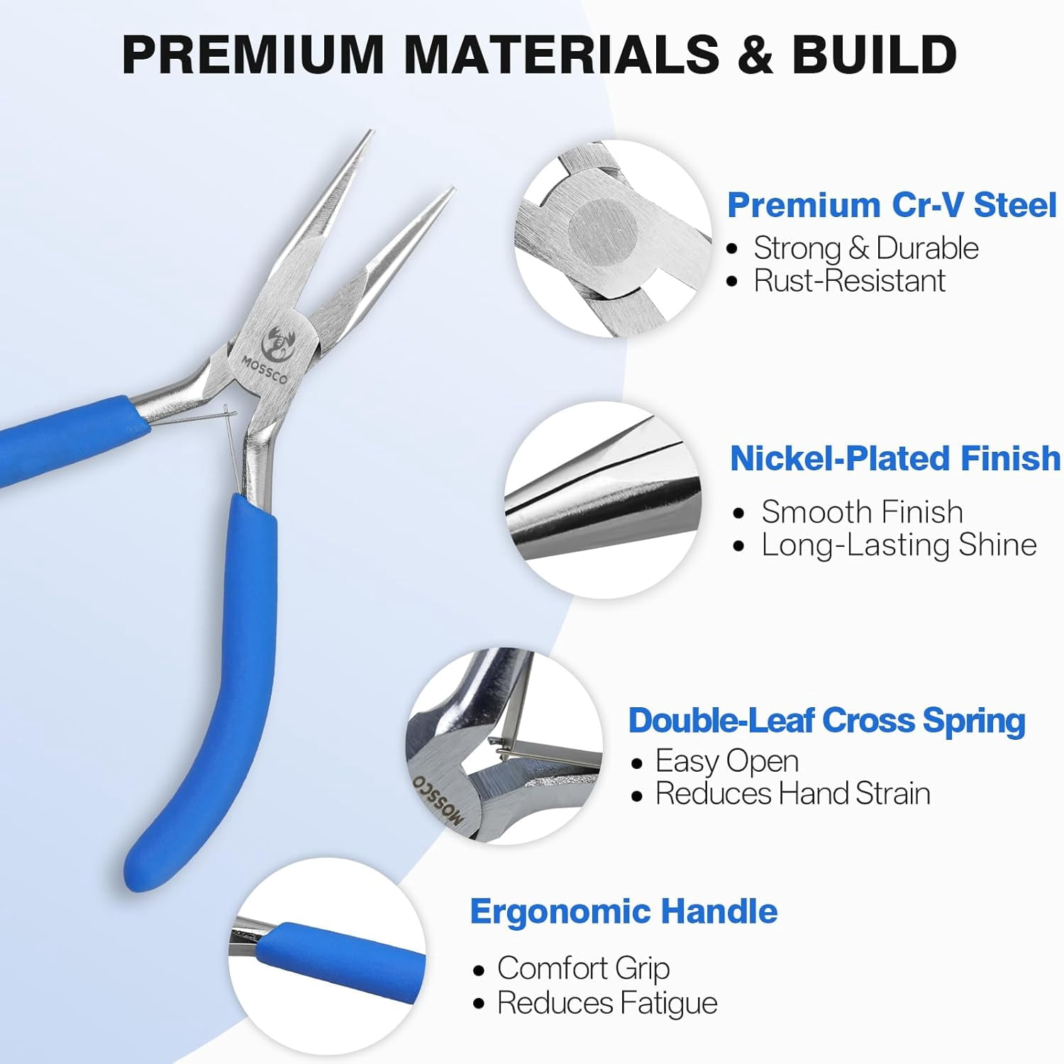 Jewelry Pliers Set, 3Pcs Jewelry Making Tools Kit - Round Nose, Needle Nose and Wire Cutters for Jewelry Making, Beading, Wire Wrapping, DIY Crafts and Jewelry Repair with Carrying Pouch