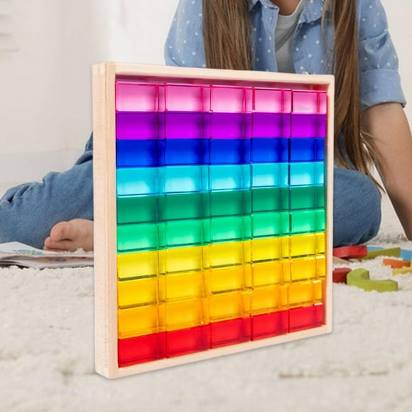 Cubos de construcción arcoíris, cubos de gemas acrílicas, bloques de construcción suaves para aprender colores, juguete apilable para niños y niñas.