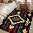 thumbnail image 4 of 3'x5' Area Rugs, Boho Orange Teal Indoor Outdoor Area Rug for Living Room Bedroom, Vintage Geometric Southwestern Ethnic Washable Bathroom Rugs Kitchen Floor Carpet Mats Home Decor Aesthetic, 4 of 8