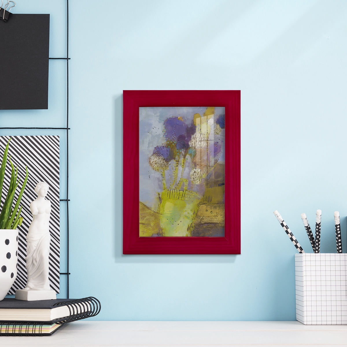 Blumen II -Framed Print w/glass-Cherry Red