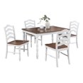 thumbnail image 6 of White 5-Pcs Dining Set Dining Table Chairs Unique Legs Natural wood Grain Look Top Kitchen Table, 6 of 8